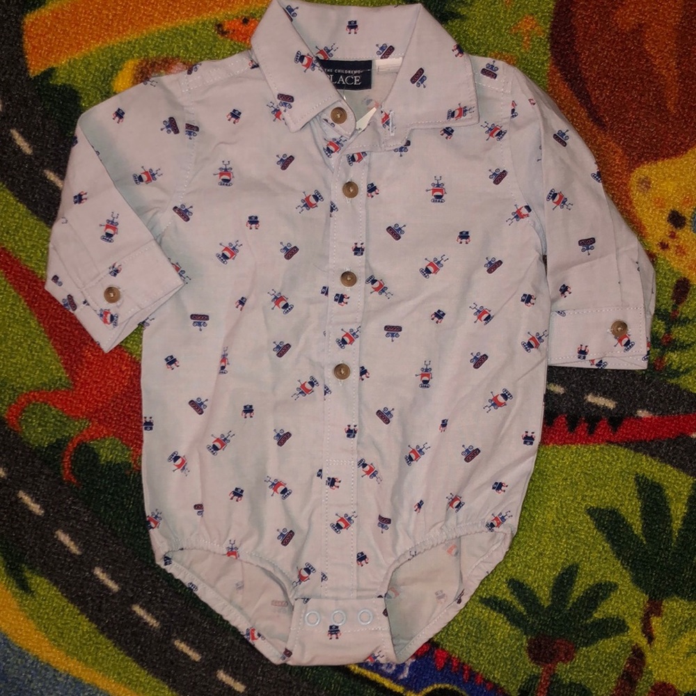 0-3mo lil boy long sleeve dress top one piece